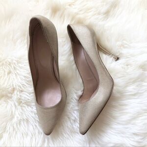 Sergio Rossi Gold Embossed Pointed Toe Pump 38